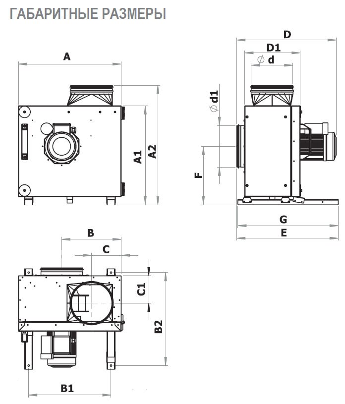 COOK-S-315 D4 40 вентилятор вытяжной кухонный — Габаритные размеры