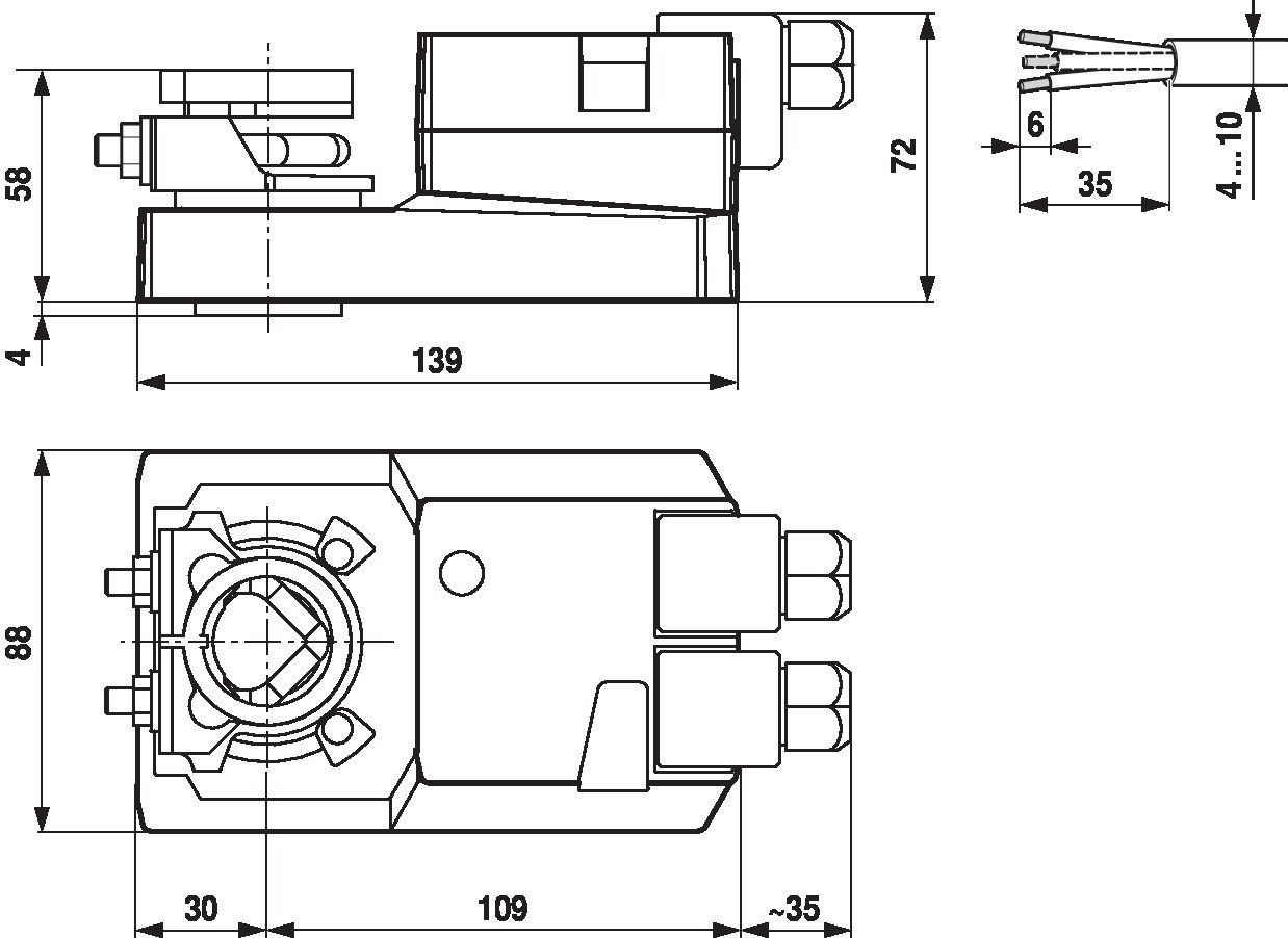 Габаритный чертёж Belimo SM230A-S-TP